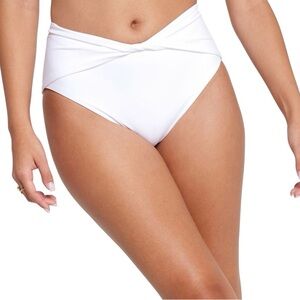 NWT CALIA High Rise Twist Front Bikini Bottom Pure White